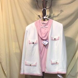 Kasper Pink and White Blazer Elegant Suit Jacket